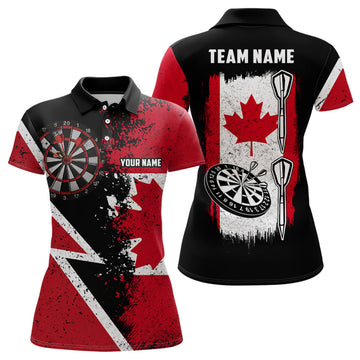 Custom Retro Canada Flag Darts Polo Shirt Custom Patriotic Darts Shirt For Women Dart Jerseys