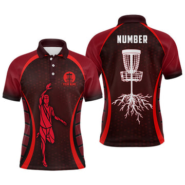 Custom Mens Red Golf Polo Shirts, Custom Cool Golf Shirts Disc Golf Shirts For Men, Cool Golf Gifts