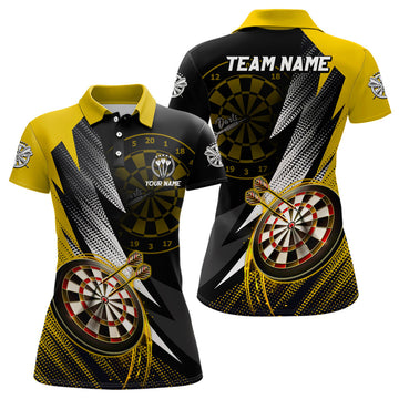 Custom Personalized Yellow Black Women Darts Polo Shirt Custom Darts Shirt For Women Team Jerseys