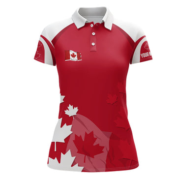 Custom Canadian Maple Leaf Womens Golf Polo Shirts Custom Patriotic Golf Shirts For Women Golf Gifts