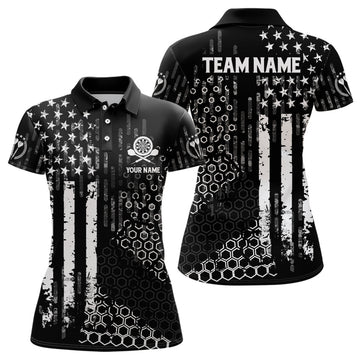 Custom Personalized Us Flag Hive Pattern Darts Polo Shirt Patriotic Darts Jersey For Women