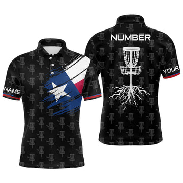 FUNSTUFFPRINT Mens Disc Golf Shirt Texas Flag Basket Tree Customized Patriotic Disc Golf Shirts For Men Polo Shirt Size S-5XL
