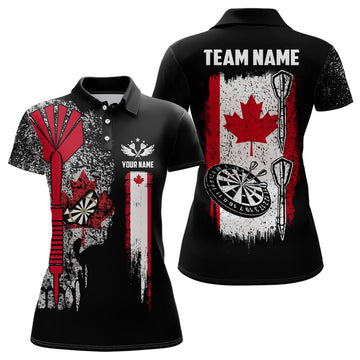 Custom Canada Flag Skull Darts Polo Shirt Custom Patriotic Darts Shirts For Women Dart Jerseys