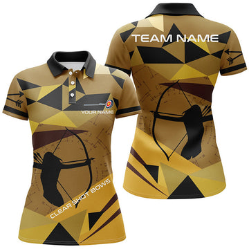 Custom Personalized Clear Shot Bows Silhouette Archer Polo Shirts For Women, Custom Target Archery Shirts