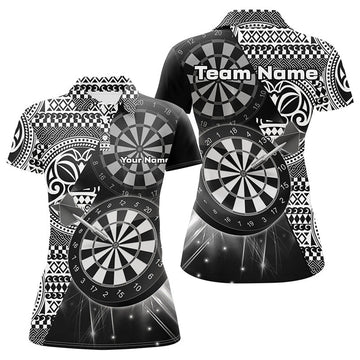 Custom Personalized Tribal White Black Dart Polo Shirts For Women Dart Jerseys Custom Dart Team Shirts