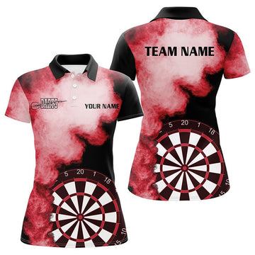 Custom Personalized Red Flame Womens Darts Polo Shirts Custom Dart Jerseys For Women Dart Team Shirts