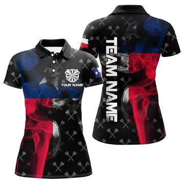 Custom Personalized Smoke Texas Flag Dart Polo Shirts, Custom Patriotic Darts Shirts For Women Dart Jerseys
