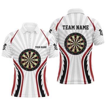 Personalized White Mens Darts Polo Shirts Custom Dart Shirts For Men Dart Team Jerseys