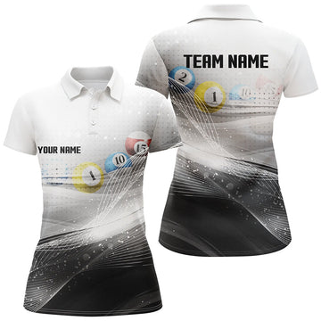 Custom Personalized Black White Billiards Shirts For Women Billiards Team Shirts Custom Billiard Jerseys