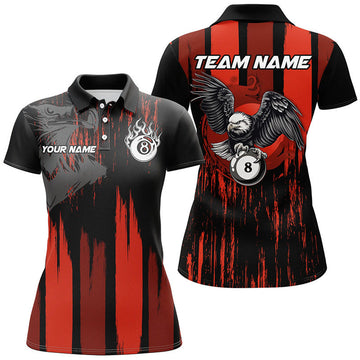 Custom Personalized Eagle Billiard Shirt For Women Custom 8 Ball Pool Jerseys Womens Billiards Shirts