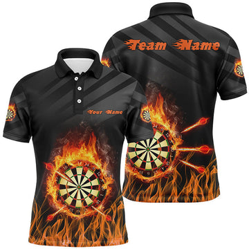 Personalized Flame Dart Board Mens Darts Polo Shirts, Custom Dart Jerseys For Men Dart Team Shirts