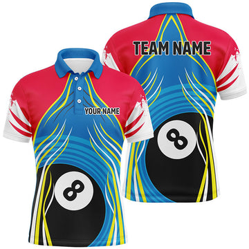 Personalized 8 Ball Pool Polo Shirts For Men Custom Billiard Shirts Mens Billiard Team Jerseys