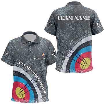 FUNSTUFFPRINT Personalized Vintage Grey 3D Target Archery Polo Shirt Size S-5XL