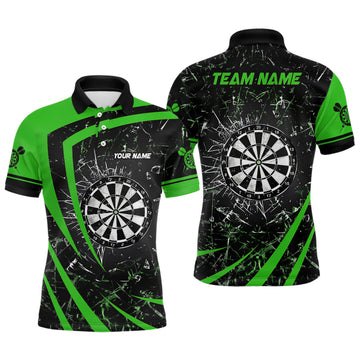 Personalized Green Glass Break Dart Polo Shirts Custom Dart Shirts For Men Dart Team Shirts