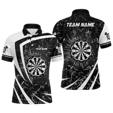 Personalized Black White Glass Break Dart Polo Shirts Custom Dart Shirts For Men Dart Team Shirts