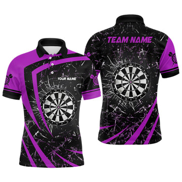 Personalized Purple Glass Break Dart Polo Shirts Custom Dart Shirts For Men Dart Team Shirts