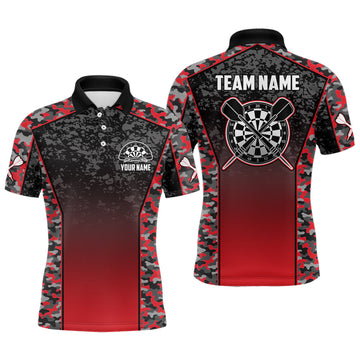 Personalized Camo Red Dart Polo Shirts For Men Custom Dart Jerseys Mens Dart Team Shirts