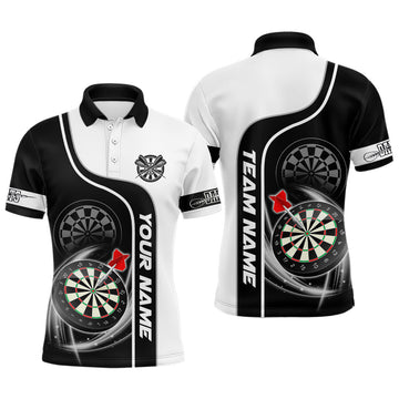 FUNSTUFFPRINT Personalized Black White 3D Dartboard Dart Polo Shirt Size S-5XL