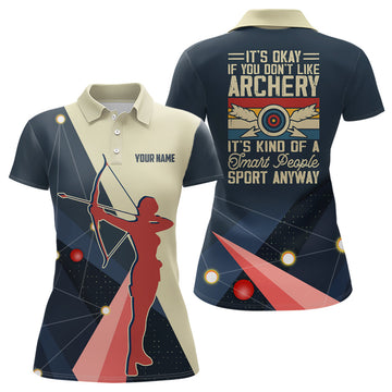 Custom Personalized Silhouette Archer 3D Target Archery Polo Shirts For Women, Custom Funny Archery Shirts