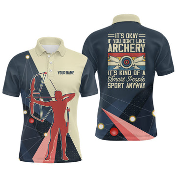 FUNSTUFFPRINT Personalized Silhouette Archer 3D Target Archery Polo Shirts For Men, Custom Funny Archery Polo Shirt Size S-5XL