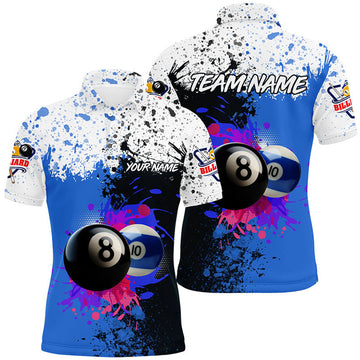 Custom Personalized Billiard 8 Ball & 10 Ball Grunge Style Custom Men Polo Shirt, Billiard Attire Jerseys