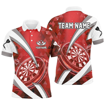 FUNSTUFFPRINT Personalized Red Jerseys Darts Board 3D Men Darts Polo Shirts Custom Team League Darts Polo Shirt Size S-5XL