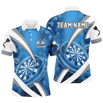 FUNSTUFFPRINT Personalized Blue Jerseys Darts Board 3D Men Darts Polo Shirts Custom Team League Darts Polo Shirt Size S-5XL