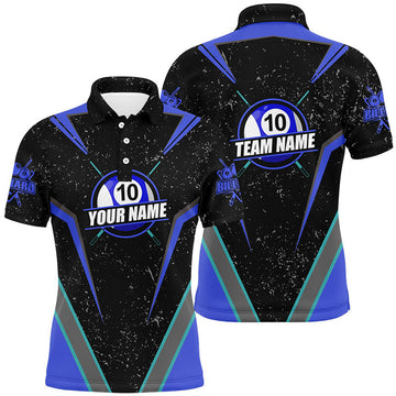 FUNSTUFFPRINT Personalized Grunge 10 Ball Billiard Polo Shirt Size S-5XL