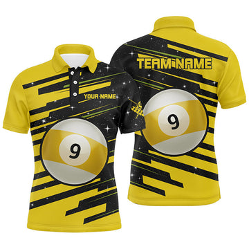 FUNSTUFFPRINT Personalized 9 Ball Pool Billiard Polo Shirts For Men Custom Team Name Polo Shirt Size S-5XL
