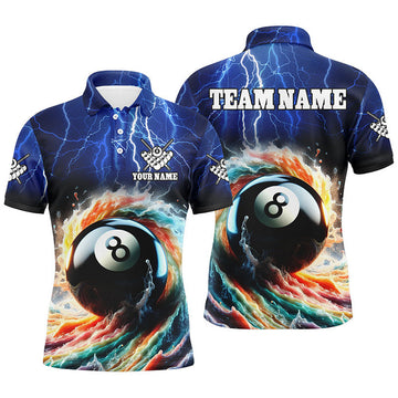 Custom Colorful 8 Ball Pool Jerseys For Men Custom Billiard Polo Shirts Team League Billiard Shirts