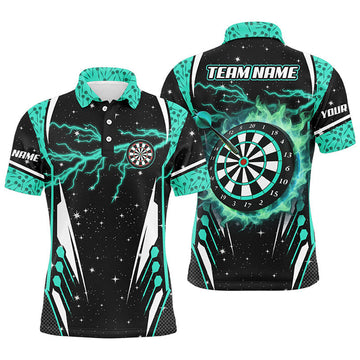 FUNSTUFFPRINT Personalized Thunder Lightning Turquoise Dart Jersey Men Polo Shirts Polo Shirt Size S-5XL