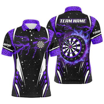 Personalized Thunder Lightning Purple Dart Jersey Men Polo Shirts Custom Team League Dart Shirts