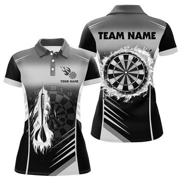 Custom Personalized Darts Fire Arrow Women Dart Polo Shirts Custom Flame Dart Shirt Darts Jersey | White