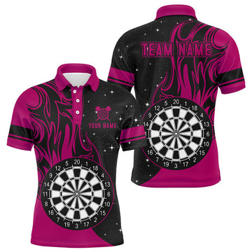 Personalized Pink Darts Fire Polo Shirts Best Custom Darts Shirts For Men Darts Team Jerseys