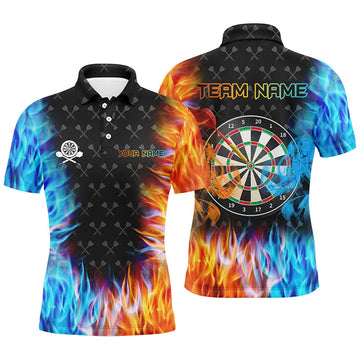 FUNSTUFFPRINT Personalized Dart Board Fire And Water 3D Printed Darts Polo Shirt Size S-5XL