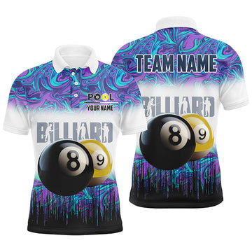 FUNSTUFFPRINT Personalized Black Yellow Billiard 8 Ball & 9 Ball Pool Polo Shirt Size S-5XL