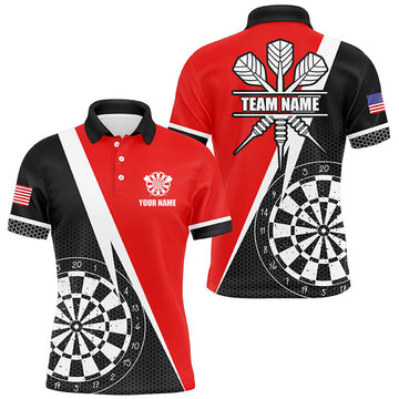 Personalized Retro Darts Board Men Darts Polo Shirts Custom Darts Team Jersey Uniform |Red