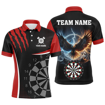 FUNSTUFFPRINT Personalized 3D Eagle Darts Board Thunder Lightning Men Dart Polo Shirt Size S-5XL