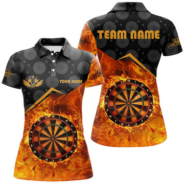 Custom Personalized Darts Fire Flame 3D Printed Women Darts Shirts Custom Darts Board Jerseys Attire