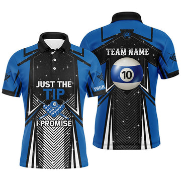 FUNSTUFFPRINT 10 Ball Pool Billiard Just The Tip I Promise Men Polo Shirts Custom Pool Polo Shirt Size S-5XL