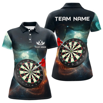 Custom Personalized 3D Darts Board Galaxy Universe Women Darts Polo Shirts Custom Darts Team Jerseys