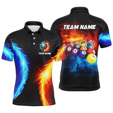 FUNSTUFFPRINT Personalized Water And Fire Billiard Balls 3D Printed Men Polo Shirts