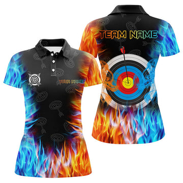 Custom Personalized Archery Target Fire And Water 3D Printed Polo Shirts For Women Custom Archery Jersey