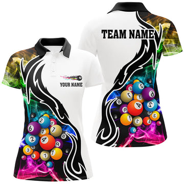 Custom Personalized Name Billiard 3D Multicolor All Over Print Polo Shirts For Women Best Shirt For Pooler