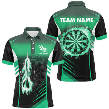FUNSTUFFPRINT Personalized Darts Fire Arrow Men Dart Polo Shirts Custom Flame Dart Polo Shirt Size S-5XL
