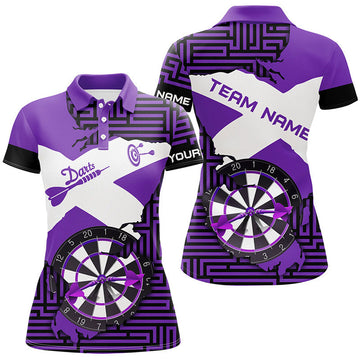 Custom Personalized Purple Funny Crack Darts Board Women Polo Shirts, Darts Team Jerseys