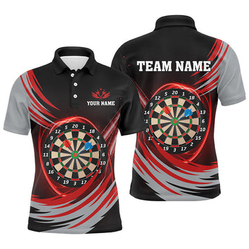 FUNSTUFFPRINT Personalized Black Red Lighting Dart Board Polo Shirt Size S-5XL