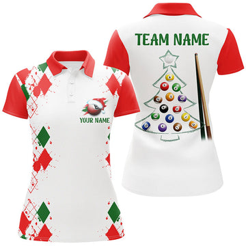 Custom Funny Christmas Billiard Custom Name Women Polo Shirts Best Christmas Shirts For Billiard Player