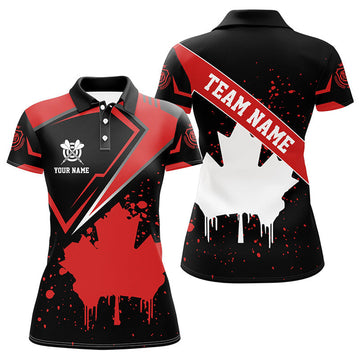 Custom Personalized Canadian Leaf Vintage Style Women Dart Polo Shirts Custom Canada Dart Shirts