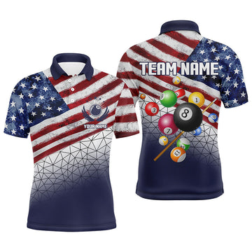 FUNSTUFFPRINT Customized Us Flag 3D Billiard Balls Men Polo Shirt Size S-5XL
